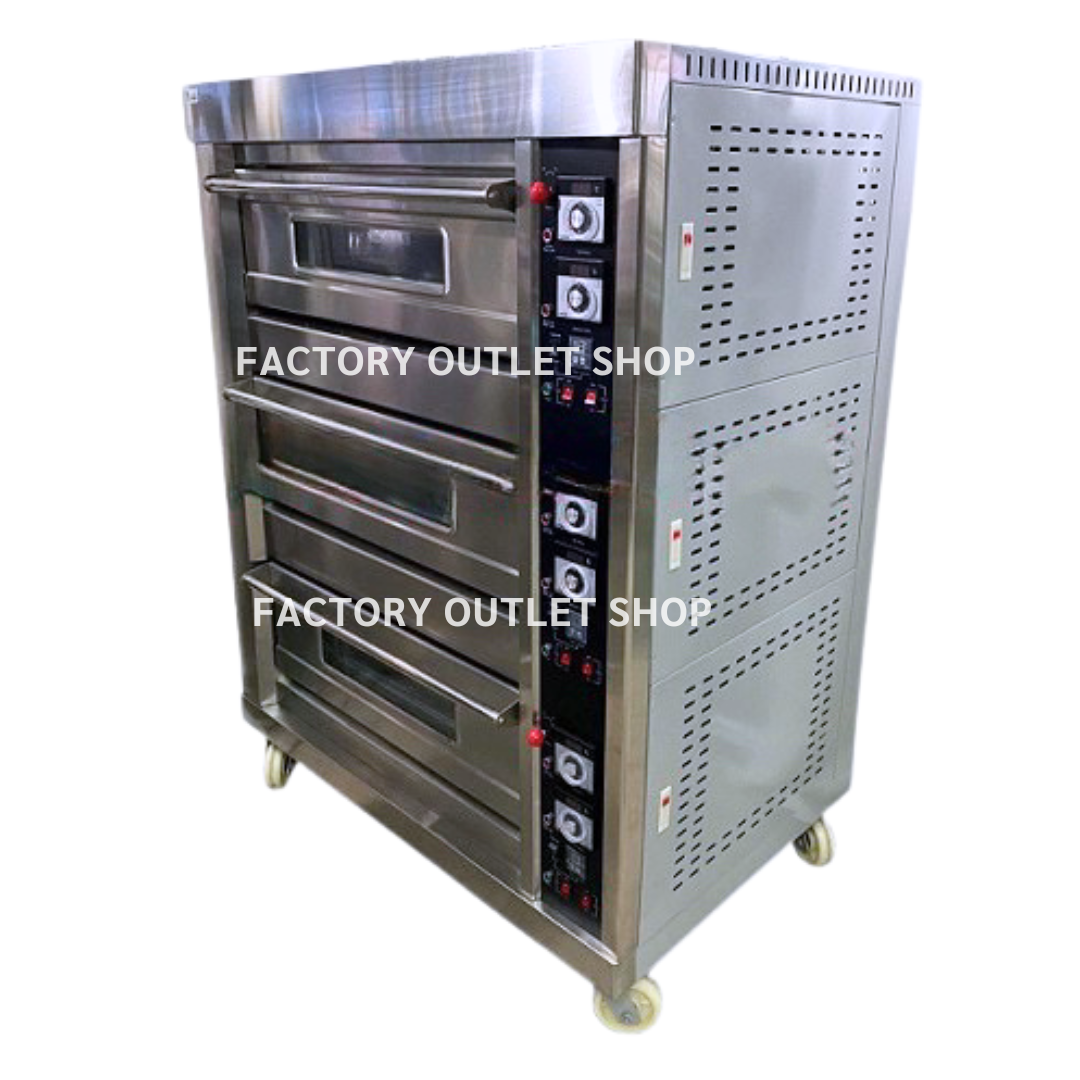เตาอบแก๊สคุมด้วยไฟฟ้า 3 ชั้น 6 ถาด Gas Oven Electric Control 3 tiers 6 trays
