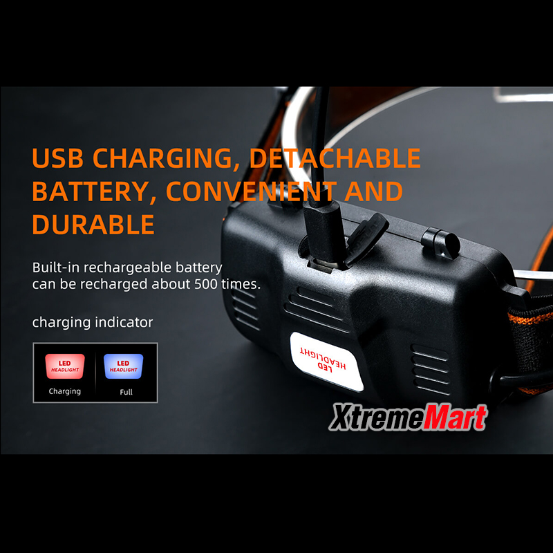 ไฟฉายคาดหัว Superfire รุ่น HL70 สว่าง 500 ลูเมน มี 5 โหมด แสงขาว พร้อมสายชาร์จ Micro USB และแบตเตอรี่ชาร์จ 2ก้อน (ชุดละ)