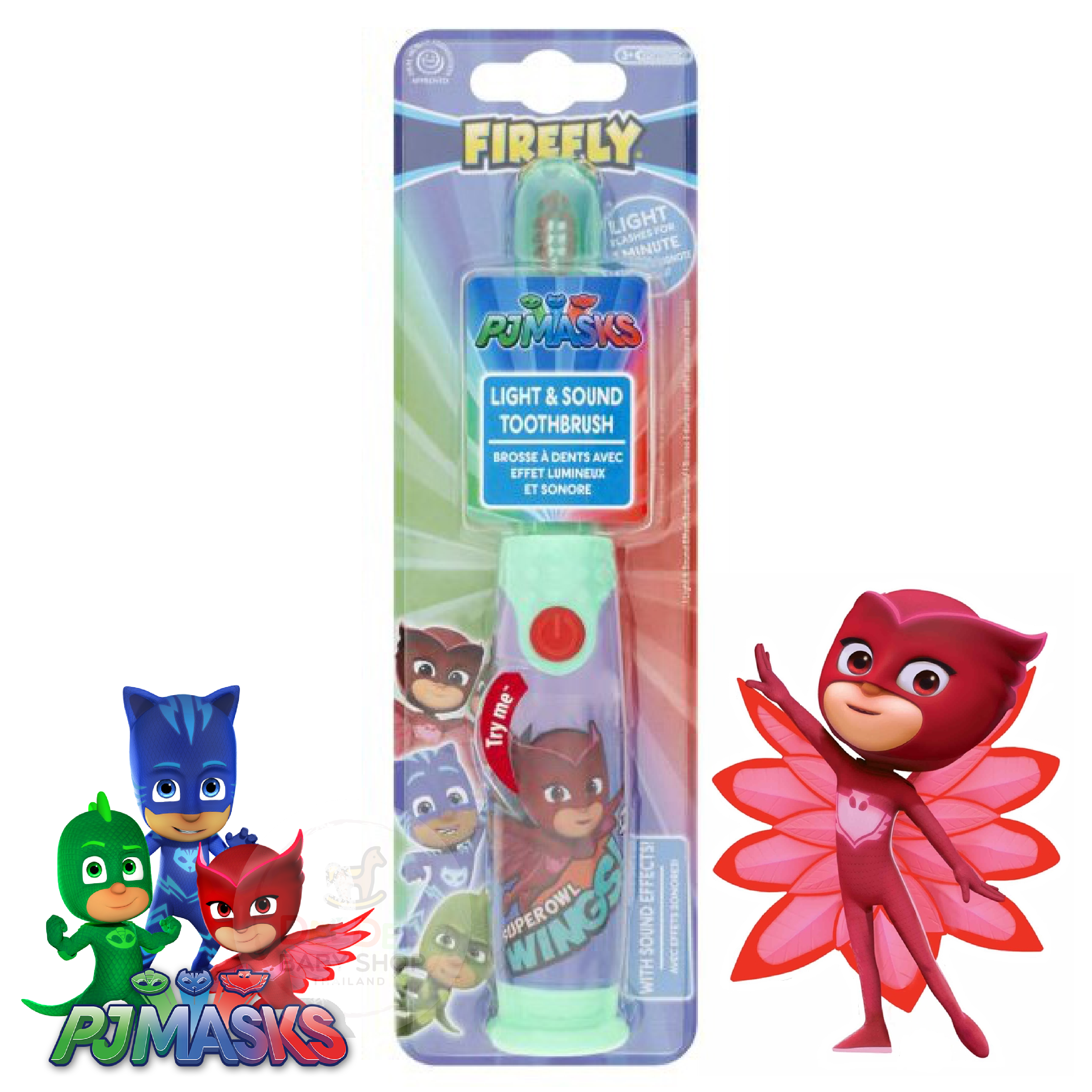 แปรงสีฟันพร้อมแสงไฟและเสียงดนตรี FireFly PJ Masks Owlette Light & Sound Effect Toothbrush