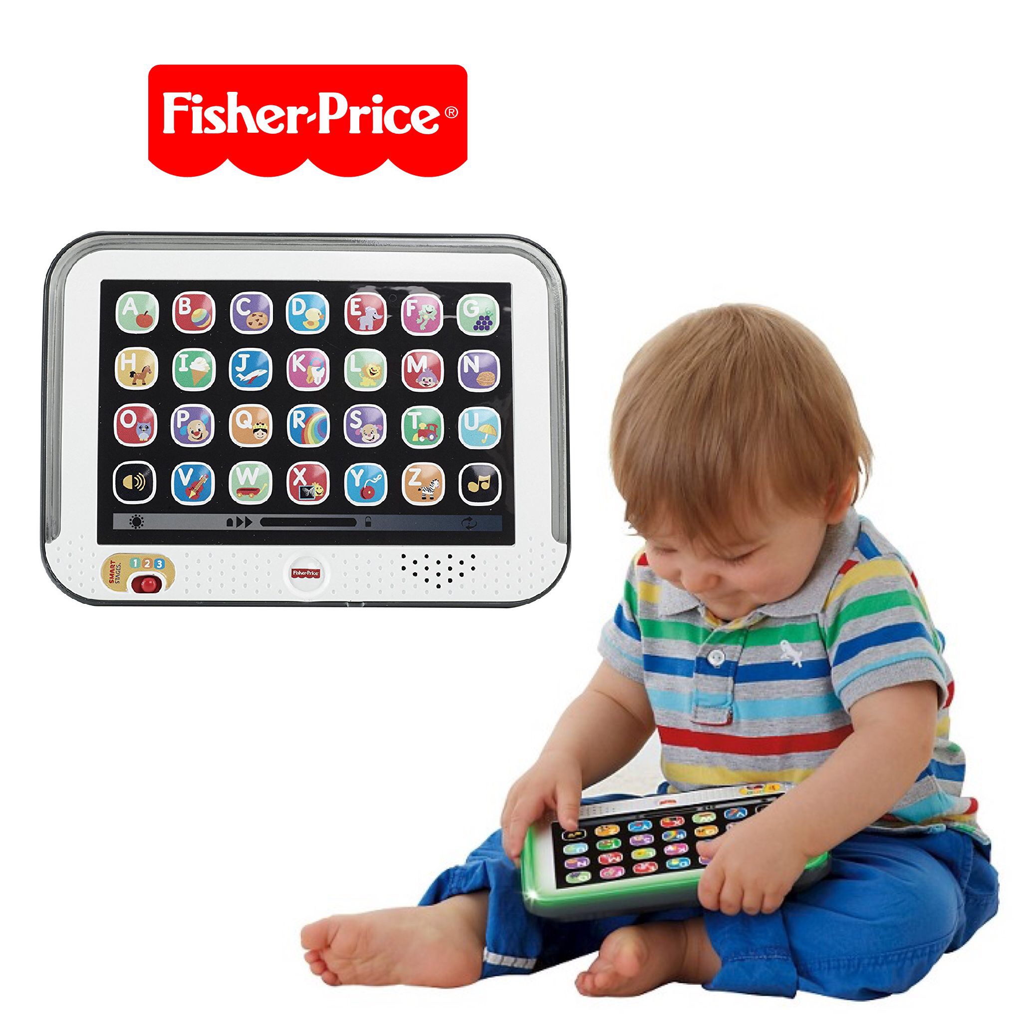 แทปเล็ทมหัศจรรย์สำหรับเด็ก Fisher-Price Laugh & Learn Smart Stages Tablet (Grey)
