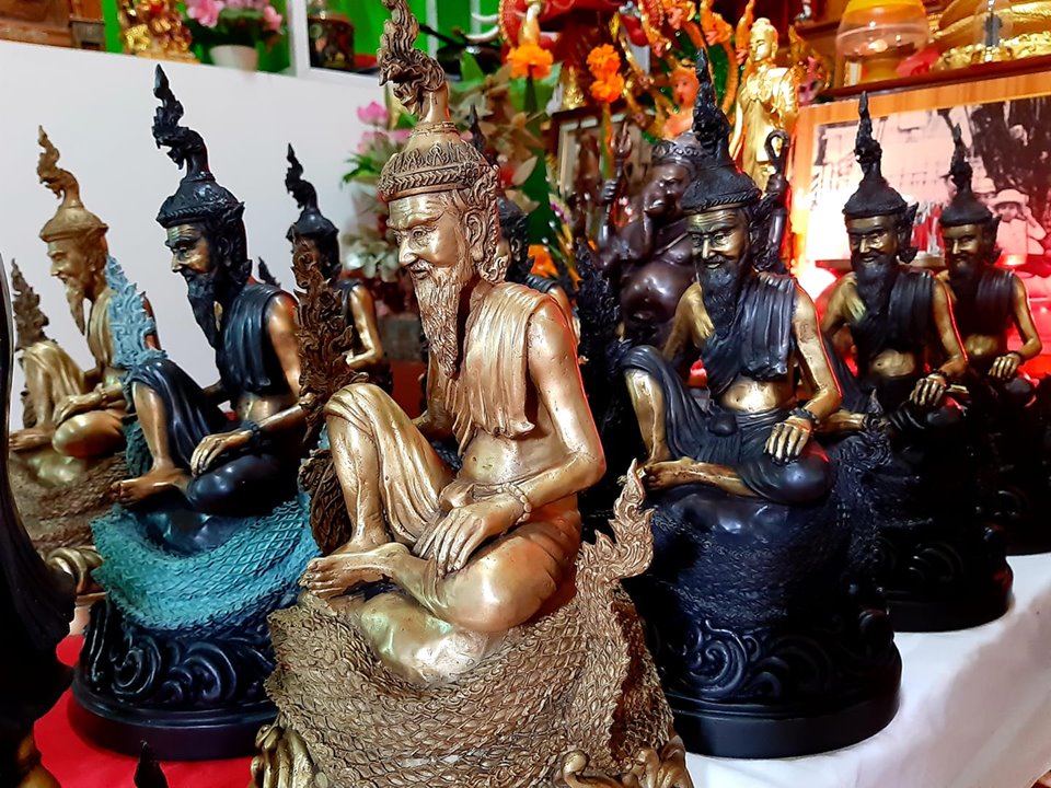 รูปหล่อ ปู่ฤาษีปู่ภุชงค์นาคราช เนื้อทองเหลือง (ขนาด สูง14นิ้ว ฐานกว้าง7.5นิ้ว)