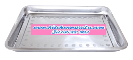 P08603 ถาดเหลี่ยมสแตนเลส (50*35*4.8 cm) ขายยกลัง 35 ใบ เพื่อขนส่งง่าย (ราคาส่งต่อ 35 ใบ:เฉลี่ย 80 บต่อใบ)