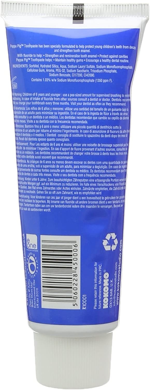 ยาสีฟันผสมฟลูออไรด์สำหรับเด็ก KOKOMO Peppa Pig Fluoride Toothpaste