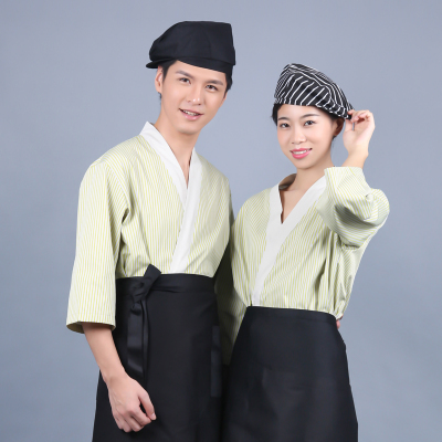 G6203008 ชุดซูชิกิโมโนสไตร์ญี่ปุ่นเสริฟ สำหรับห้องอาหารญี่ปุ่นเกาหลีจีน เสื้อเชฟ พ่อครัว บริกร G6203008 สีภาพ S-2XL