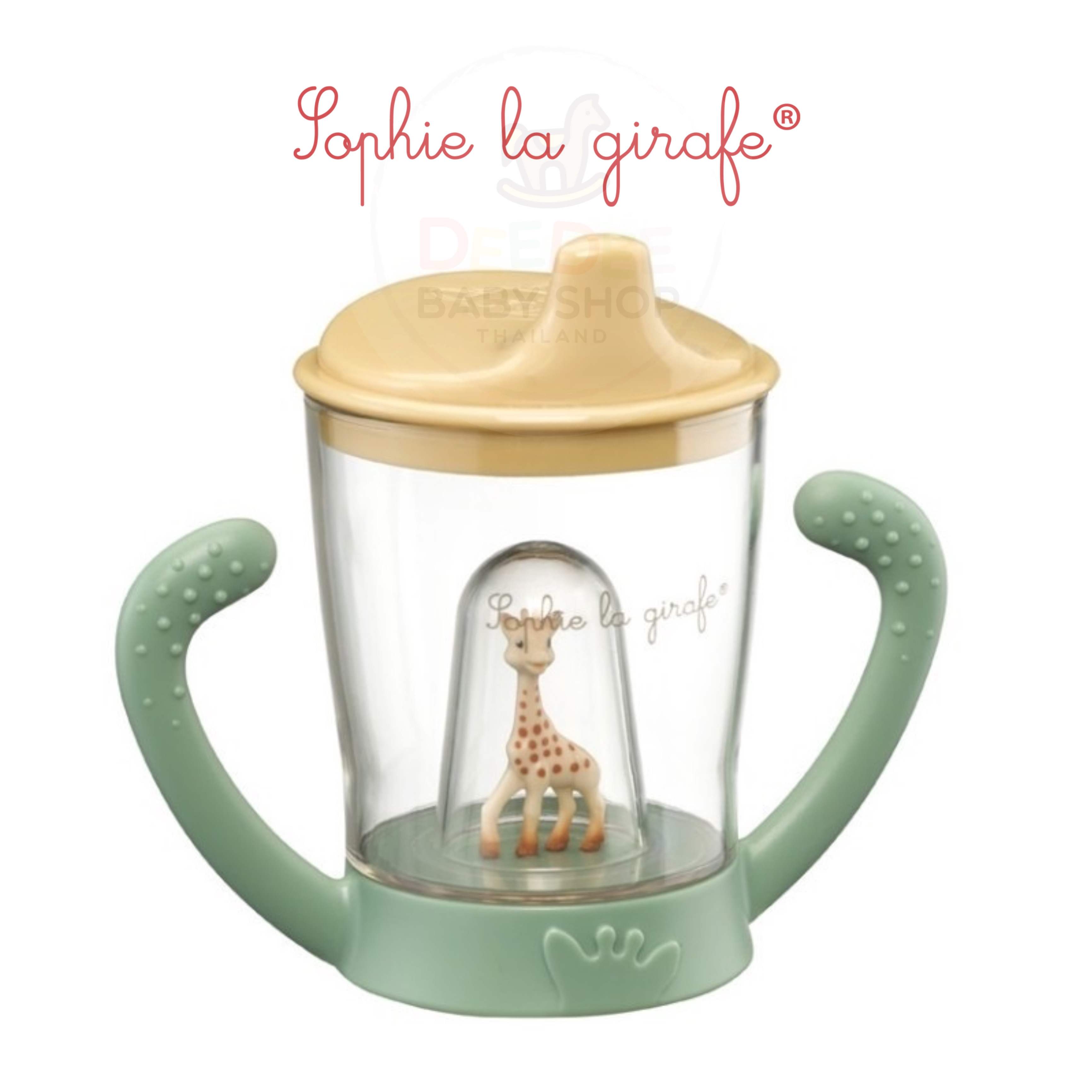 แก้วหัดดื่มยีราฟโซฟีปลอดสารพิษ Vulli Sophie la Girafe Non-Drip Cup Mascotte (Beige / Khaki)