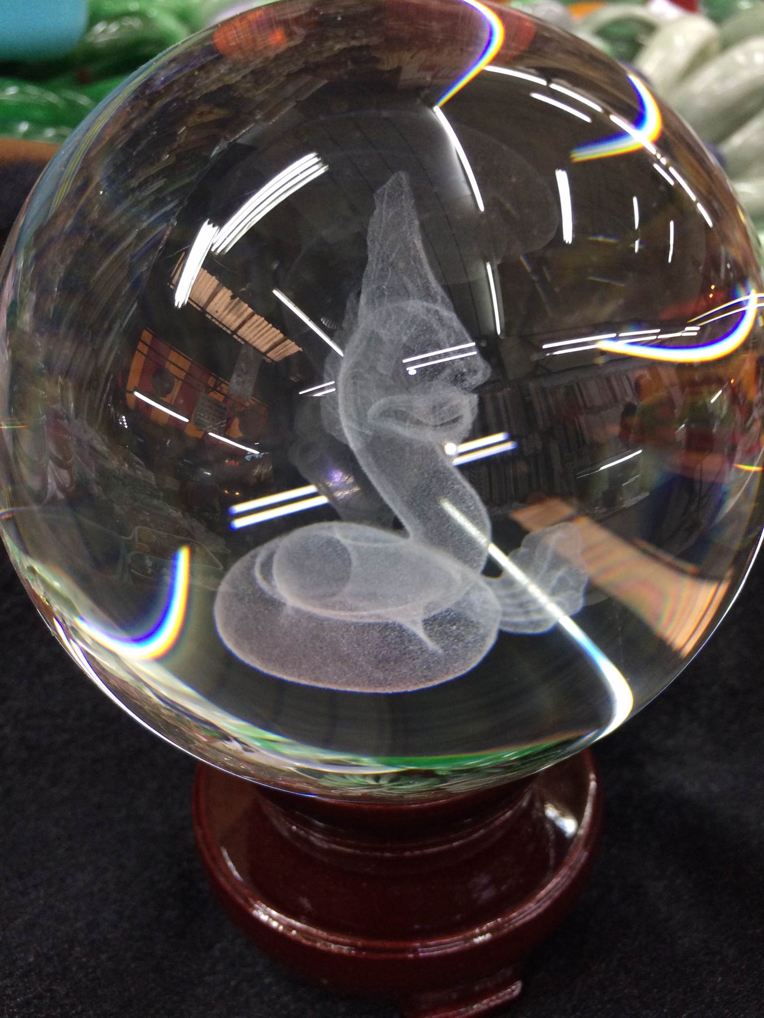 ลูกแก้ว ลาย พญานาค 3มิติ ขนาด 10ซม (4นิ้ว) 15ซม (6นิ้ว) และ 20ซม (8นิ้ว) พร้อมฐานตั้งรองไม้ หมุนรอบด้านได้