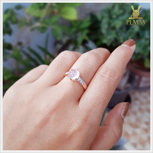 แหวนโรสควอตซ์แท้ ดีไซน์เรียบๆ ใส่ติดนิ้วน่ารักๆ