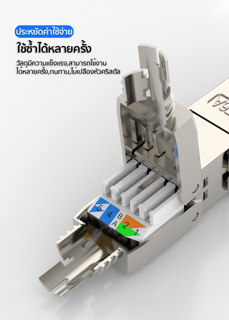 ขั้วต่อความยาวสายแลน (แบบตัว RJ45) Shieldedสำหรับงานวิศวกรรมและทั่วไป LX-C6A601