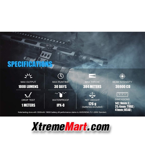 ไฟฉาย TrustFire T4 Tactical Flashlight 1000 ลูเมน LED Rechargeable Flashlight พร้อมแบตเตอรี่
