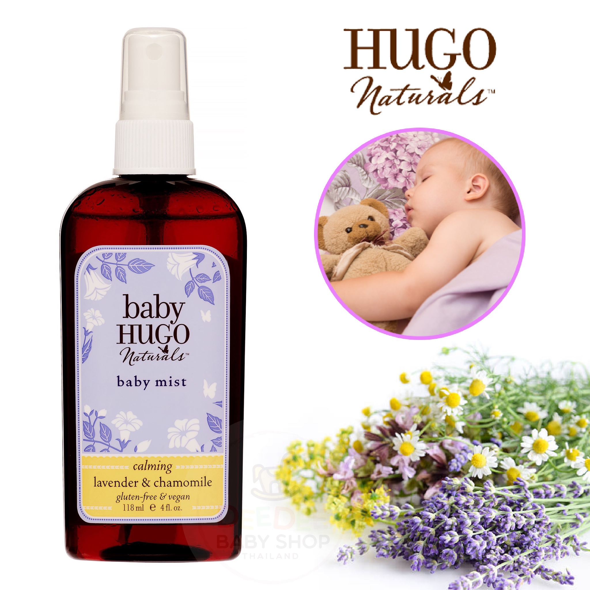 สเปรย์มิสท์สำหรับทารกและเด็กเล็ก HUGO Naturals Baby Mist - Calming Lavender & Chamomile with Jojoba Oil