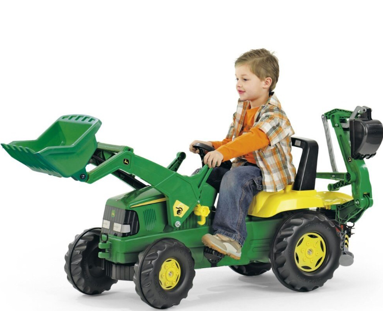 รถตักดินแบบขาถีบสำหรับเด็ก Rolly John Deere Backhoe Loader Ride-On