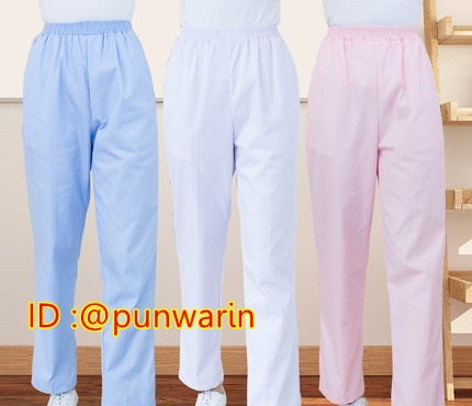 กางเกงหมอพยาบาล เอวยางยืด TK6401001 สีภาพ S-3XL