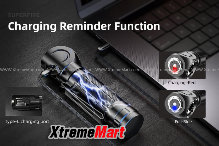 ชุดเซตไฟฉาย SuperFire รุ่น TH04 แสงขาว 600 ลูเมน 5โหมด USB Rechargeable