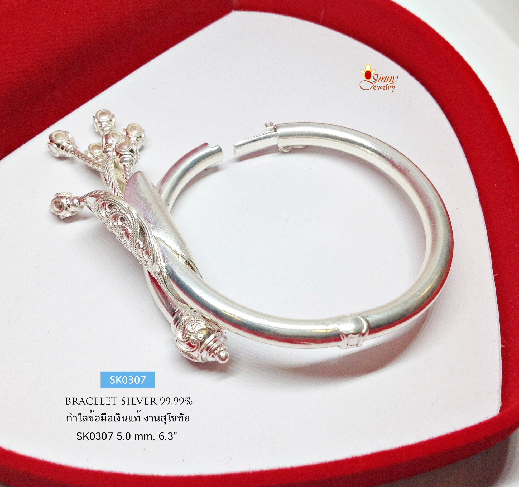 กำไลข้อมือเงินแท้ 99.9% งานสุโขทัย กำไลเปิดได้ ดีไซน์สวย ใส่กับชุดไทยเข้ากันดีมาก งานจริงสวยมากๆ