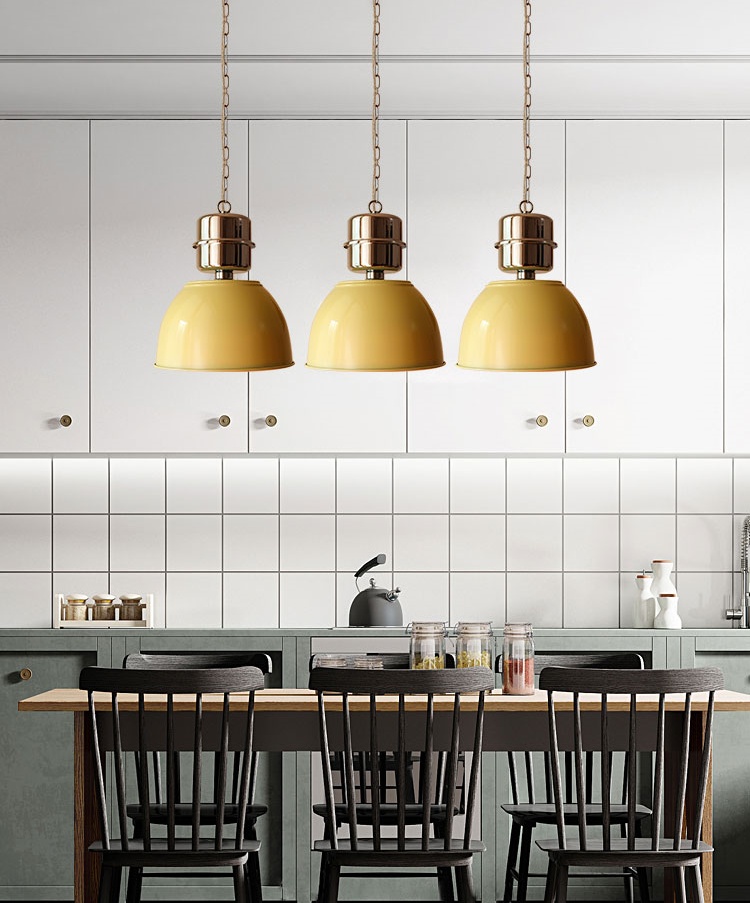 โคมไฟแขวนเพดานทูโทนหัวโคมทรงกระบอกเตี้ยชุบโครเมี่ยมสไตล์ Industrial [IS-2306]