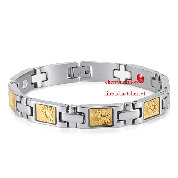 พร้อมส่งสร้อยข้อมือแม่เหล็กเพื่อสุขภาพ สร้อยข้อมือไทเทเนียมเจอรเมเนียม รุ่นOA