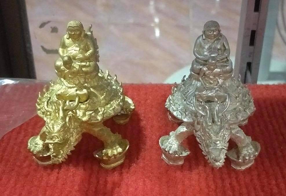 รูปหล่อ หลวงปู่หลิว-พระสังกัจจาย ประทับนั่งบน พญาเต่าเรือน พญาเต่ามังกร ปี2562 #รับประกันแท้