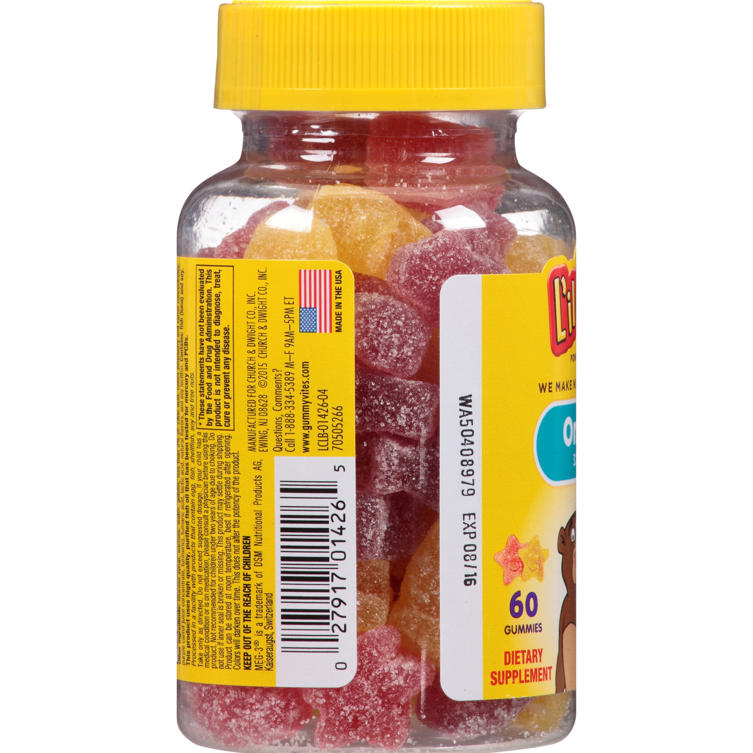 วิตามินเสริมโอเมก้าและดีเอชเอแบบกัมมี่เคี้ยวหนึบ L'il Critters Omega-3 Gummy