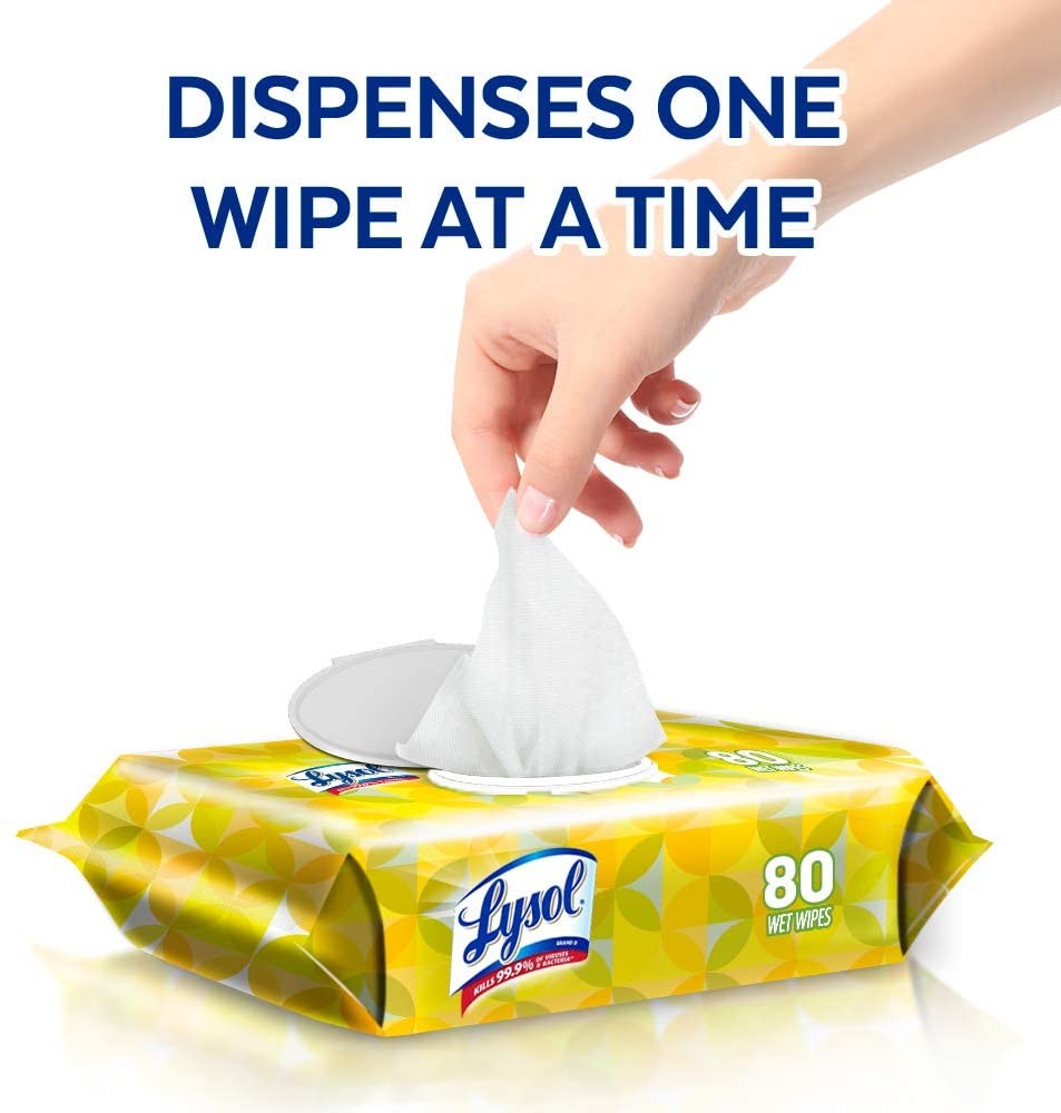 กระดาษเปียกทำความสะอาดพร้อมกำจัดเชื้อโรค Lysol Disinfecting Wipes - Lemon & Lime Blossom (80 Wet Wipes)