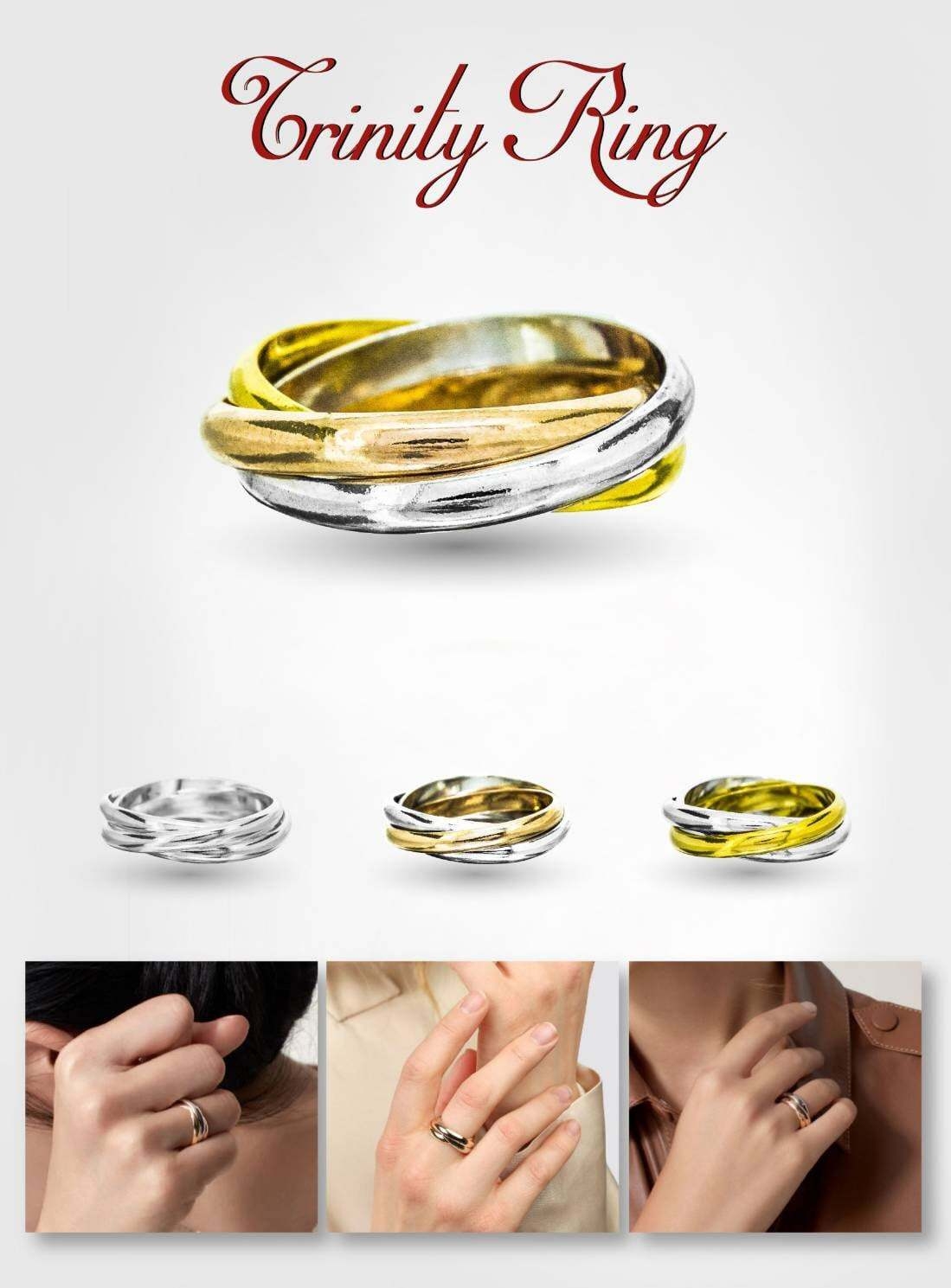 แหวนเงินแท้ 92.5% แหวนเกลี้ยงรุ่น Trinity Rings แบบ 2-3 กษัตริย์ ใส่ได้ทั้งชายหญิง เป็นแหวนคู่ได้ (ราคาต่อวง)
