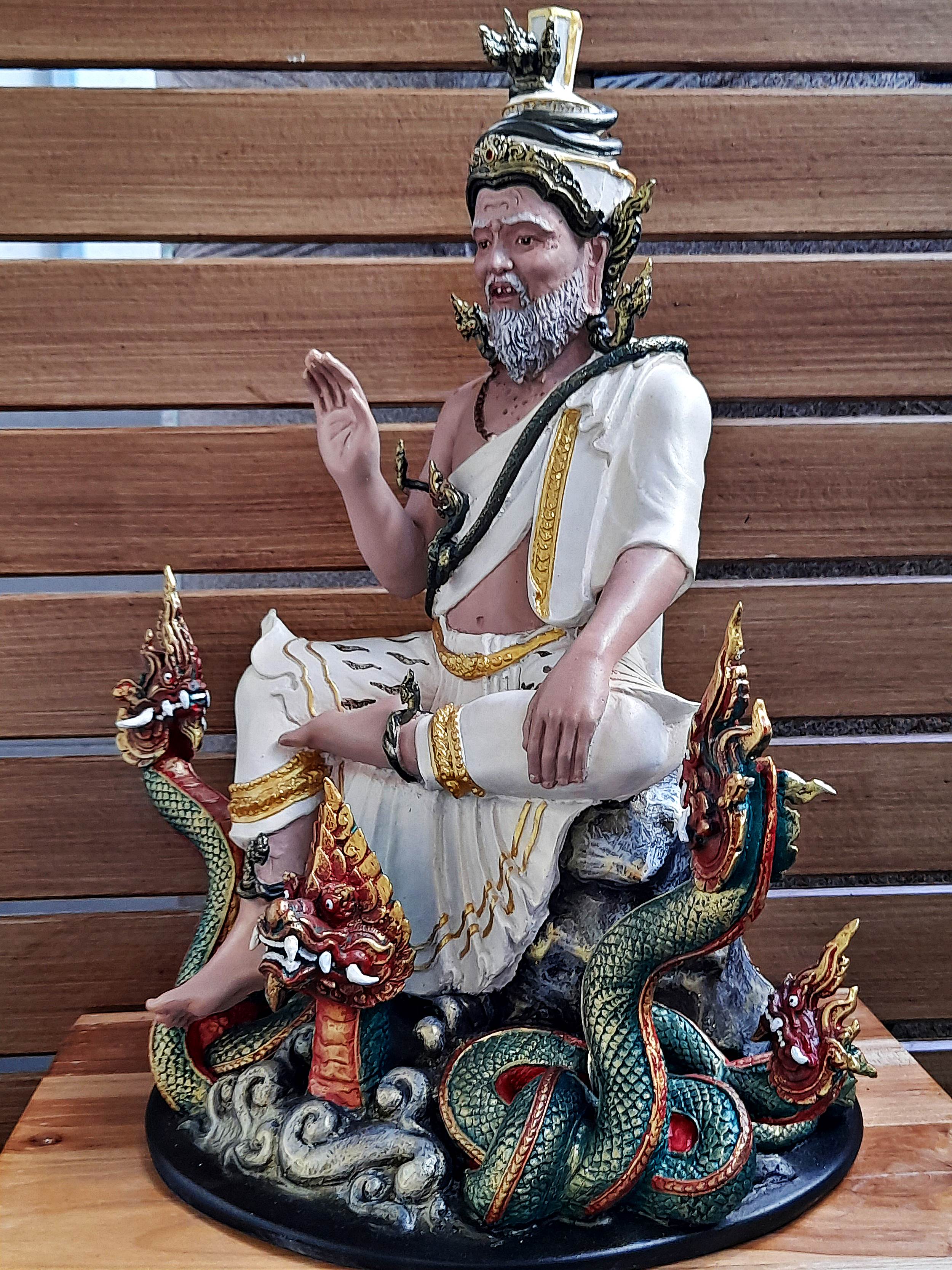 รูปหล่อ พ่อปู่ฤาษี พญานาค(ปู่ฤาษีภุชงค์ บรมครูแห่งสายพญานาคราช) (องค์ใหญ่ขนาดตั้งบูชา หน้าตัก9นิ้ว ฐาน15นิ้ว สูง19นิ้ว) เนื้อทองเหลือง เพ้นสี #รับประกันแท้ #เข้าพิธีบวงสรวงแล้ว