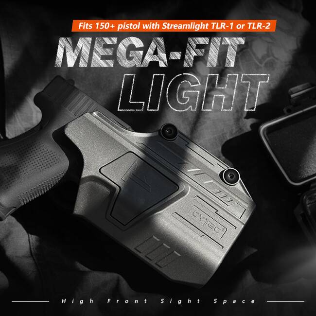 CYTAC thailand ซองพกนอกปลดล็อคนิ้วชี้ Mega-Fit ติดไฟฉาย ( Mega-Fit Light Holster )