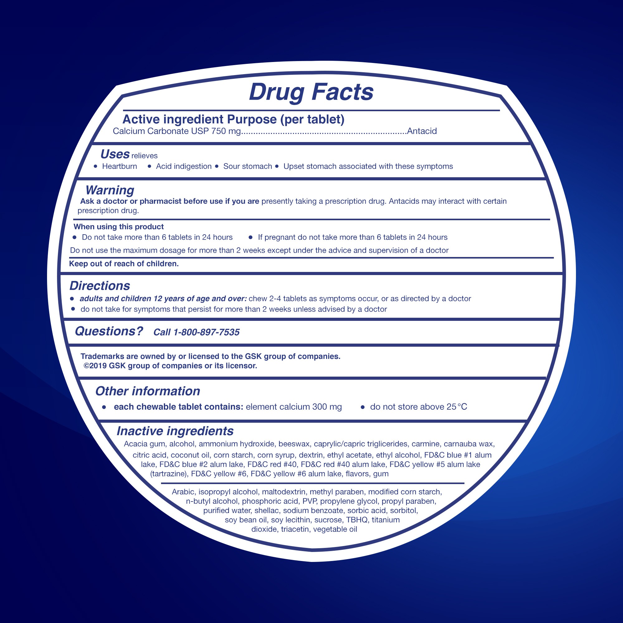 เม็ดเคี้ยวบรรเทาอาการกรดไหลย้อน TUMS Antacid Chewy Bites Extra Strength 750 - Assorted Berries (32 Chewable Tablets)