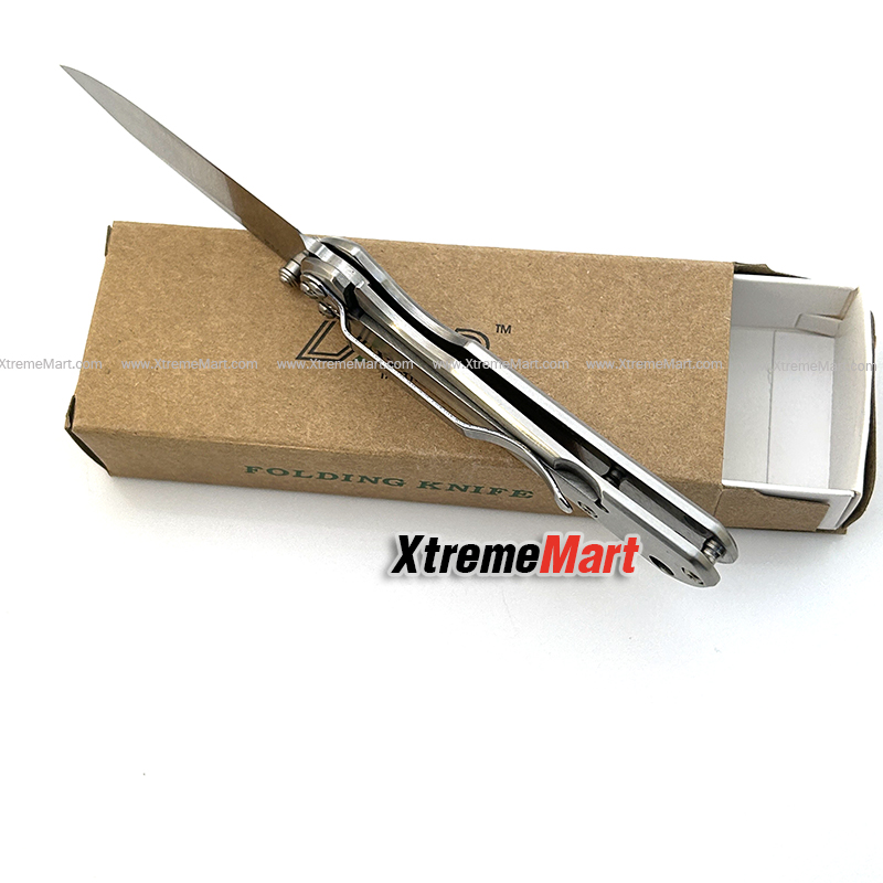 มีดพับ LAND รุ่น 710 ใบมีดสแตนเลส ระบบ Frame Lock Stainless Steel Folding Knife(ด้ามเงิน ใบเงิน)