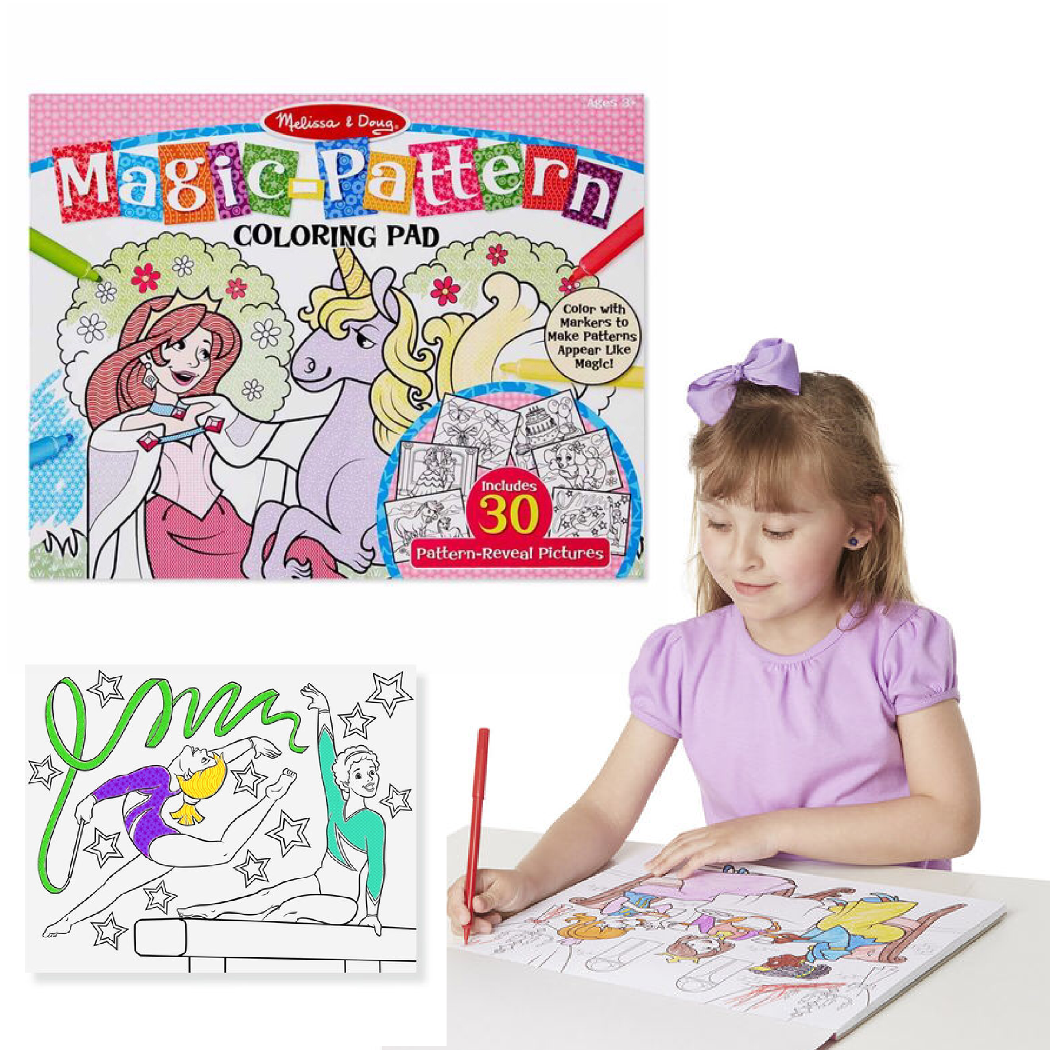แผ่นภาพระบายสีมหัศจรรย์ Melissa & Doug รุ่น Magic Pattern Marker Coloring Pad (Pink)