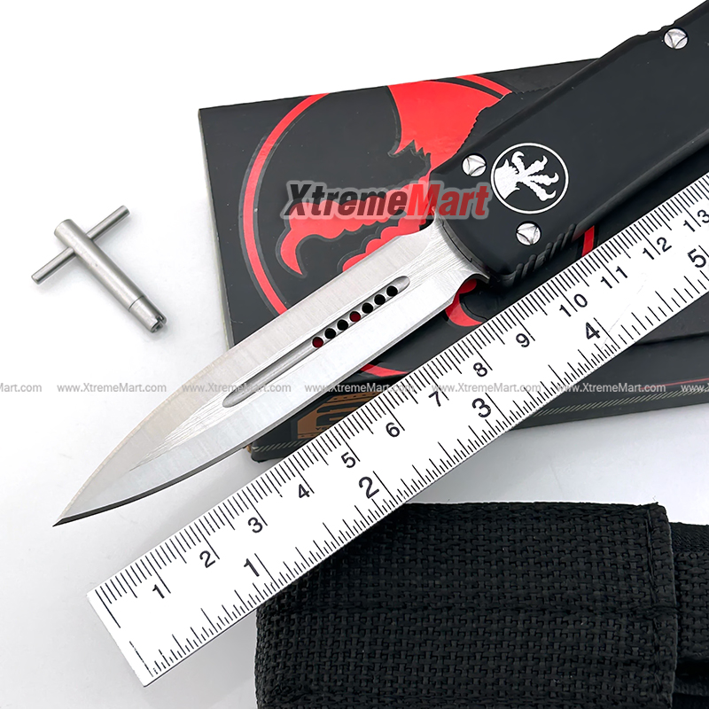 มีดสปริงขนาดกลาง Microtech (New Ultratech) คม2ด้าน ใบเงิน Combat Troodon 00556 D/E Automatic Knife