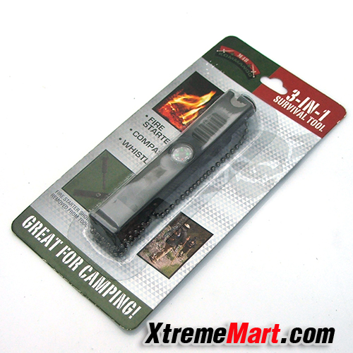 แท่งจุดไฟฉุกเฉินแบบพกพามีเข็มทิศและนกหวีด