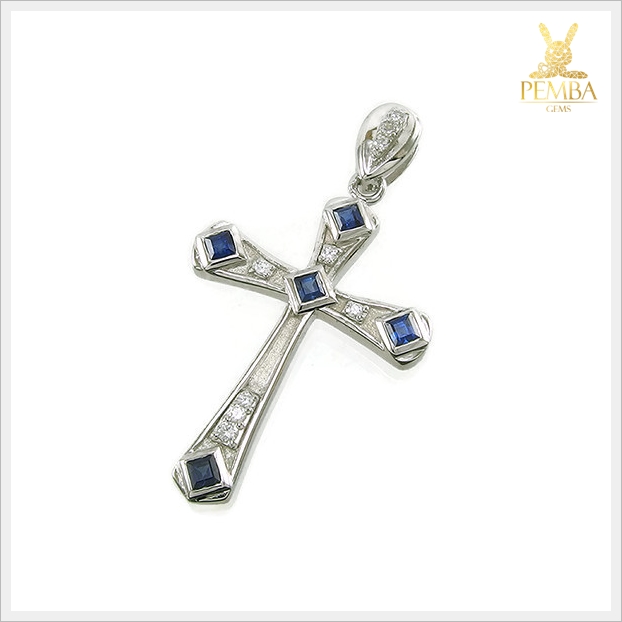 จี้ไพลิน รูปไม้กางเขน