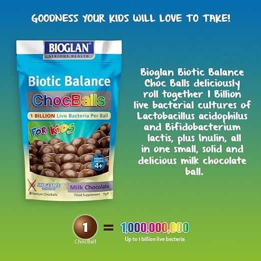 โพรไบโอติกสำหรับเด็ก BIOGLAN Biotic Balance ChocBalls for Kids