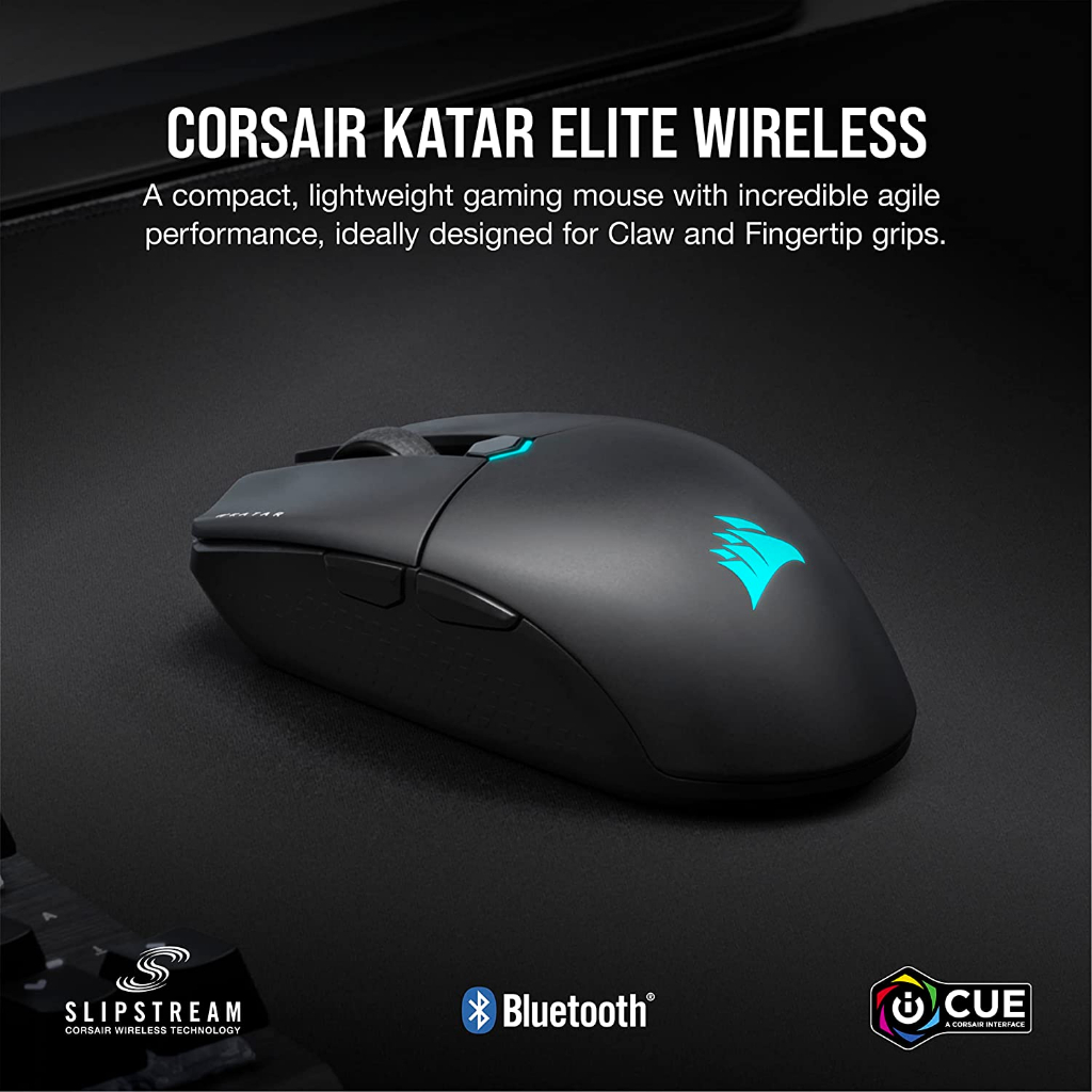 Corsair KATAR Elite Wireless Gaming Mouse - Ultra Lightweight, Marksman 26,000 DPI