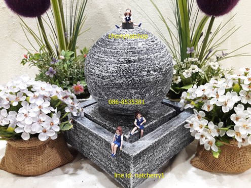 น้ำผุดลูกโลกขนาด20x20x27CMลายหินขาว-ดำ