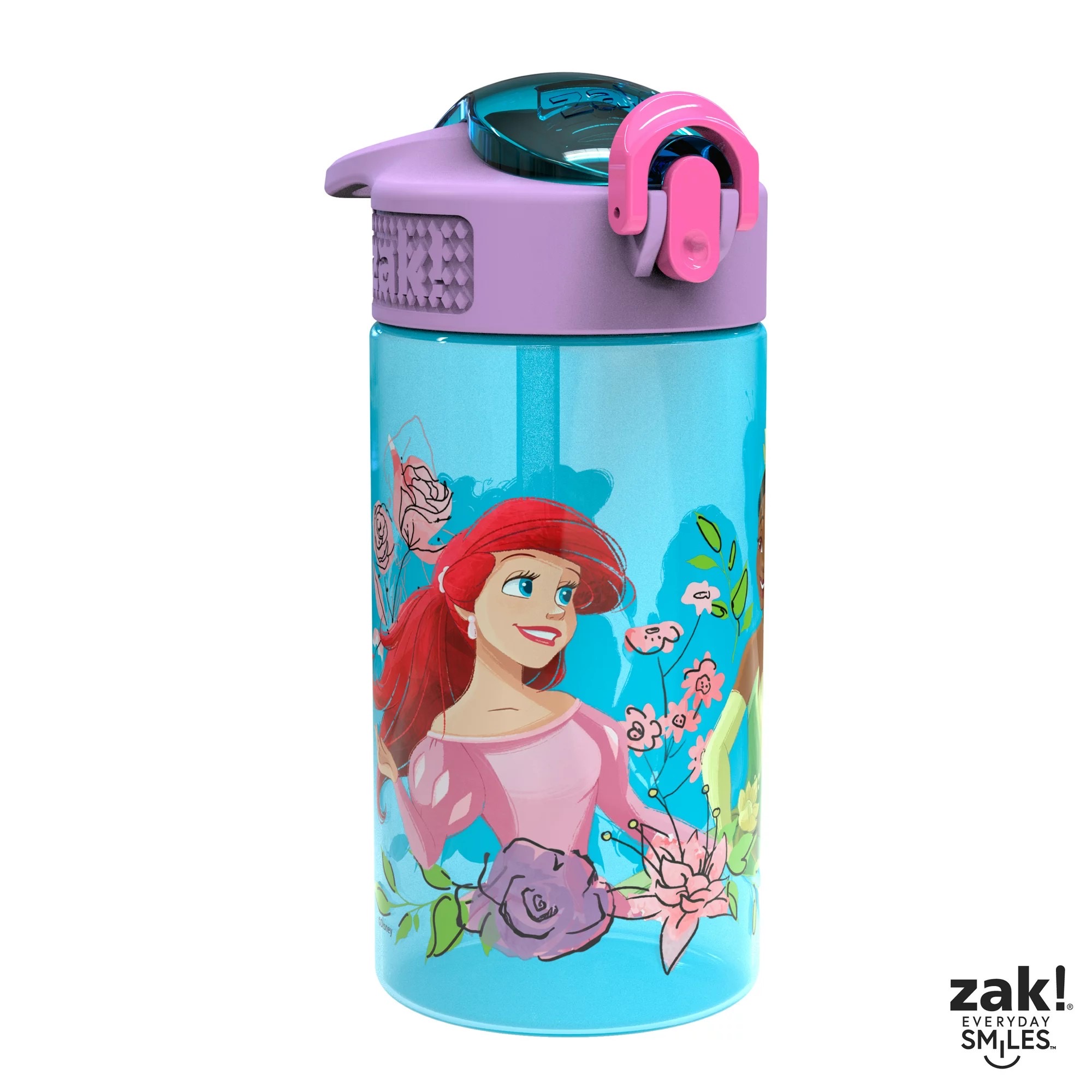 กระติกน้ำพร้อมหลอดดื่มสำหรับเด็ก Zak! Disney Princess 16 Oz. Reusable Water Bottle with Straw