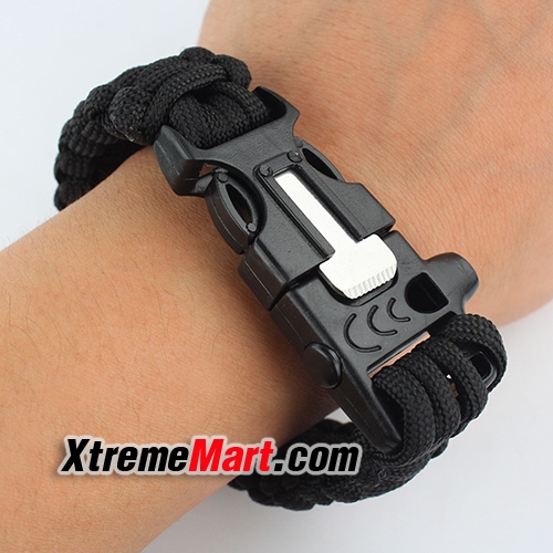 กำไลเชือกรัดข้อมือ สายรัดข้อมือ Paracord ช่วยชีวิต/กู้ภัย Paracord Survival Bracelet Fire Starter (ลายพรางสีน้ำตาลอ่อน)