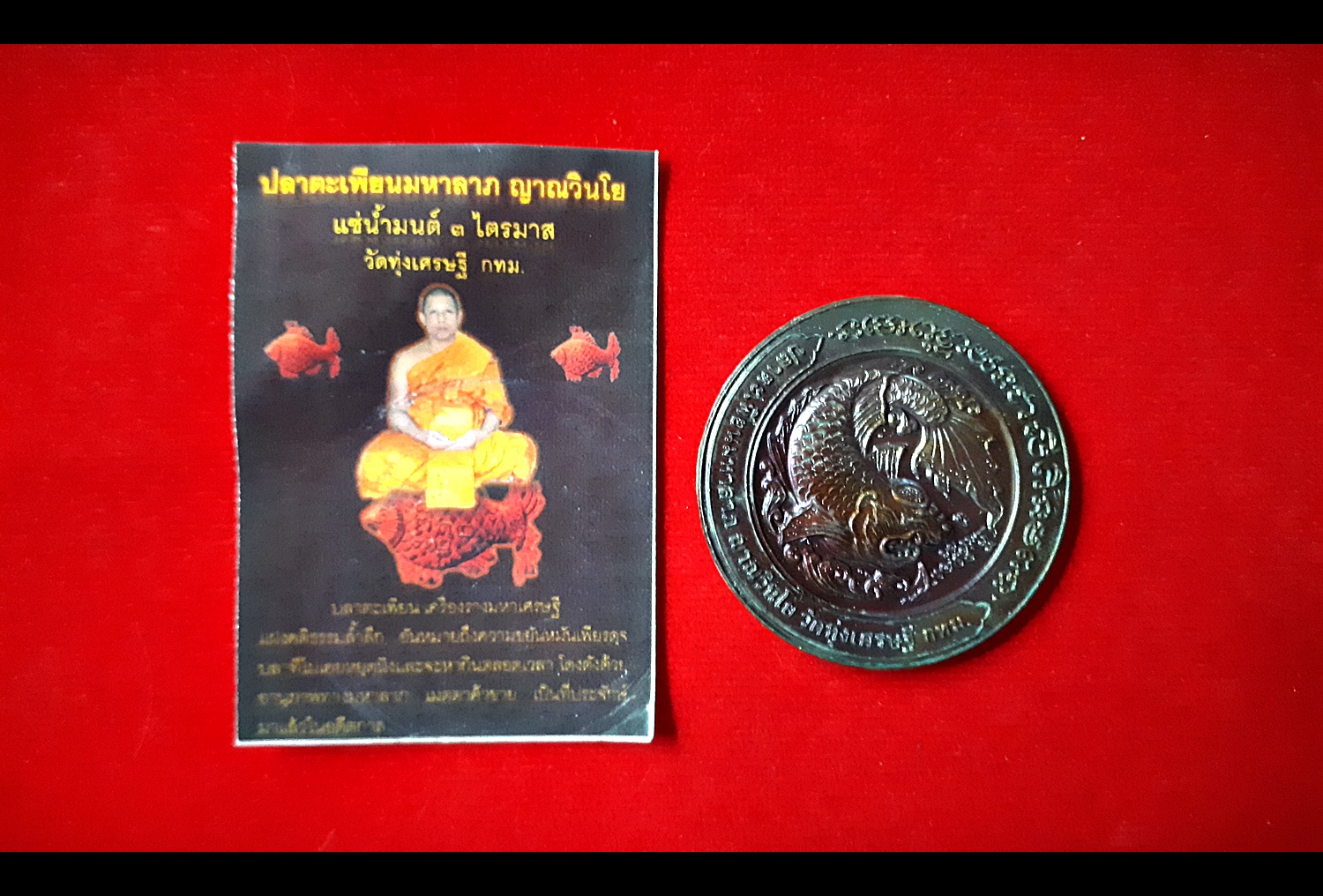 เหรียญ ปลาตะเพียน มหาลาภ (แช่น้ำมนต์ 3 ไตรมาส เน้นค้าขาย) #รับประกันแท้ - หลวงพ่อเณร วัดทุ่งเศรษฐี