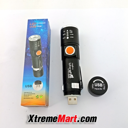 ไฟฉายซูม Ultrafire รุ่น 616-25000W XML-T6 LED 3 Modes USB Rechargeable Flashlight แสงสีขาว