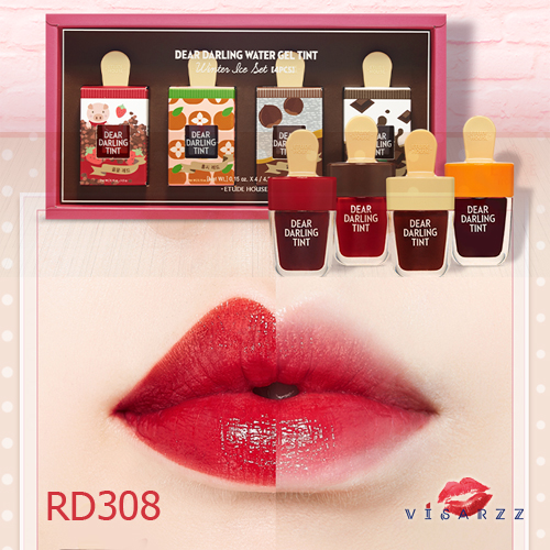 (#RD308 Limited Winter Ice Edition) Etude Dear Darling Tint Ice Cream 4.5g # RD308 ทิ้นเนื้อเจลแพคเกจไอติมน่ารักมากๆ ให้สีสันสดใส ติดทนนาน พร้อมบำรุงริมฝีปากให้ชุ่มชื้น