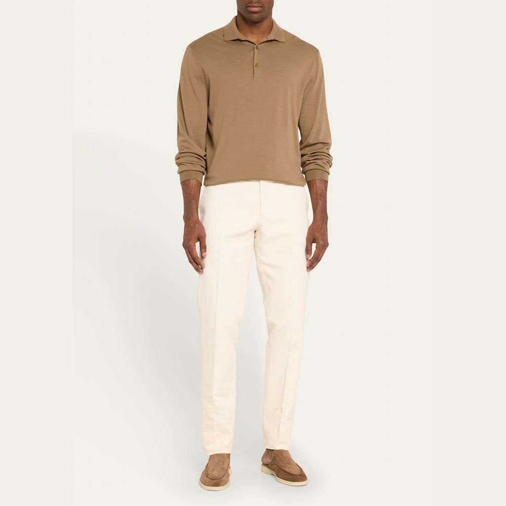 รองเท้า Loro Men's Suede Mule Loafers หนังกลับ สีน้ำตาล