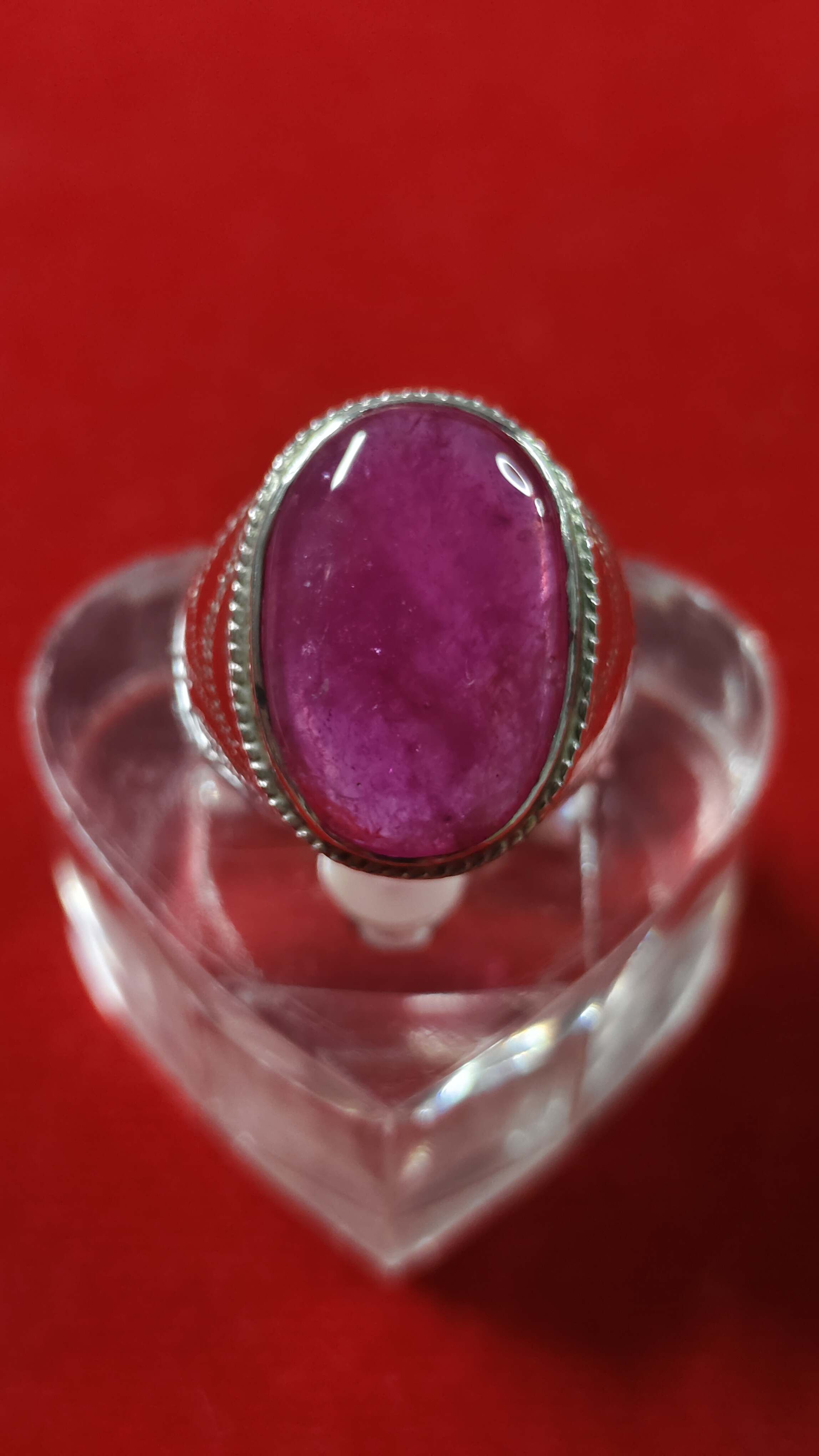 #แหวนทับทิมเนื้อแก้ว รหัสR-0055