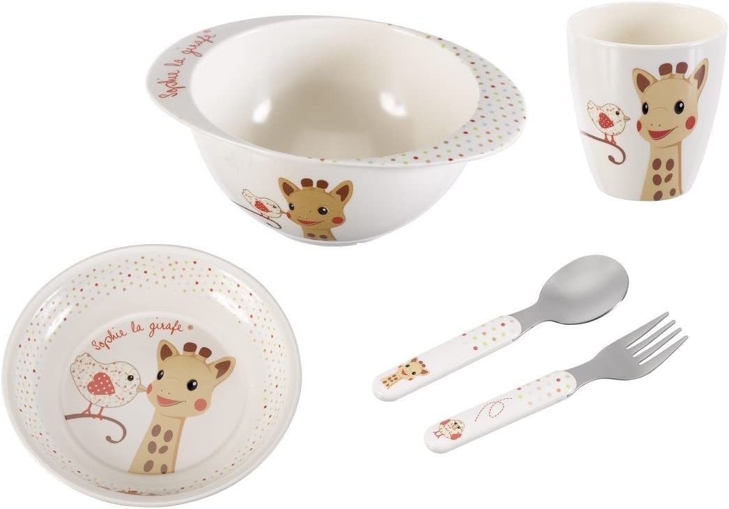 ชุดอุปกรณ์รับประทานอาหาร Sophie la Girafe Meal-Time Set "Kiwi" Version