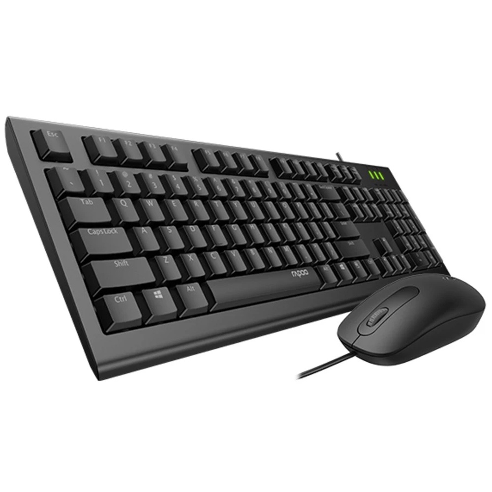 KEYBOARD & MOUSE COMBO RAPOO รุ่น X120PRO WIRED OPTICAL (2in1) (KB-X120PRO) BLACK