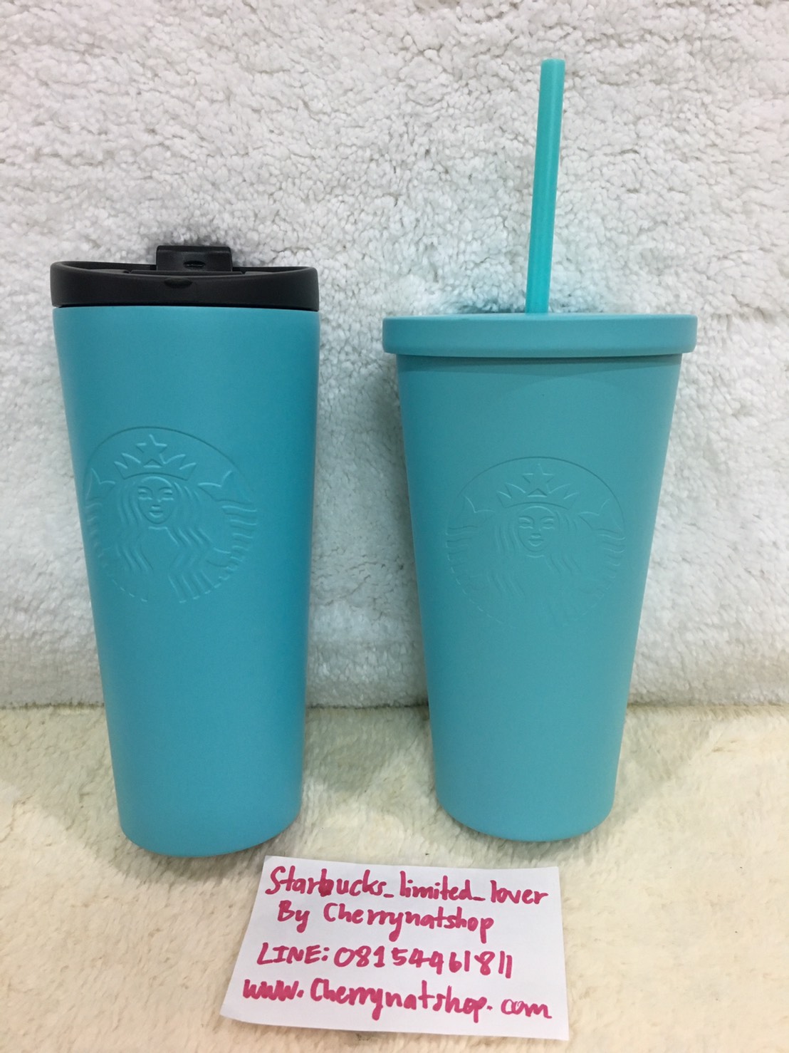งานrare Starbucks USA Cold Cup 16oz Blue Matte ใบนี้เป็นสีฟ้าพาลเทลที่เป็นสีของเทรนด์ปีหน้าเลยค่ะ แก้วจากสตาร์บักส์อเมริกา