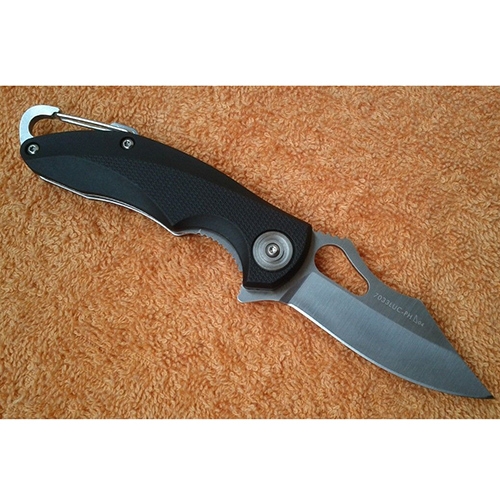 มีดพับ Sanrenmu 7033LUC-PH Stainless Folding Survival Knife High Performance Blade 65 mm Original steel color with black G10 handle new looking