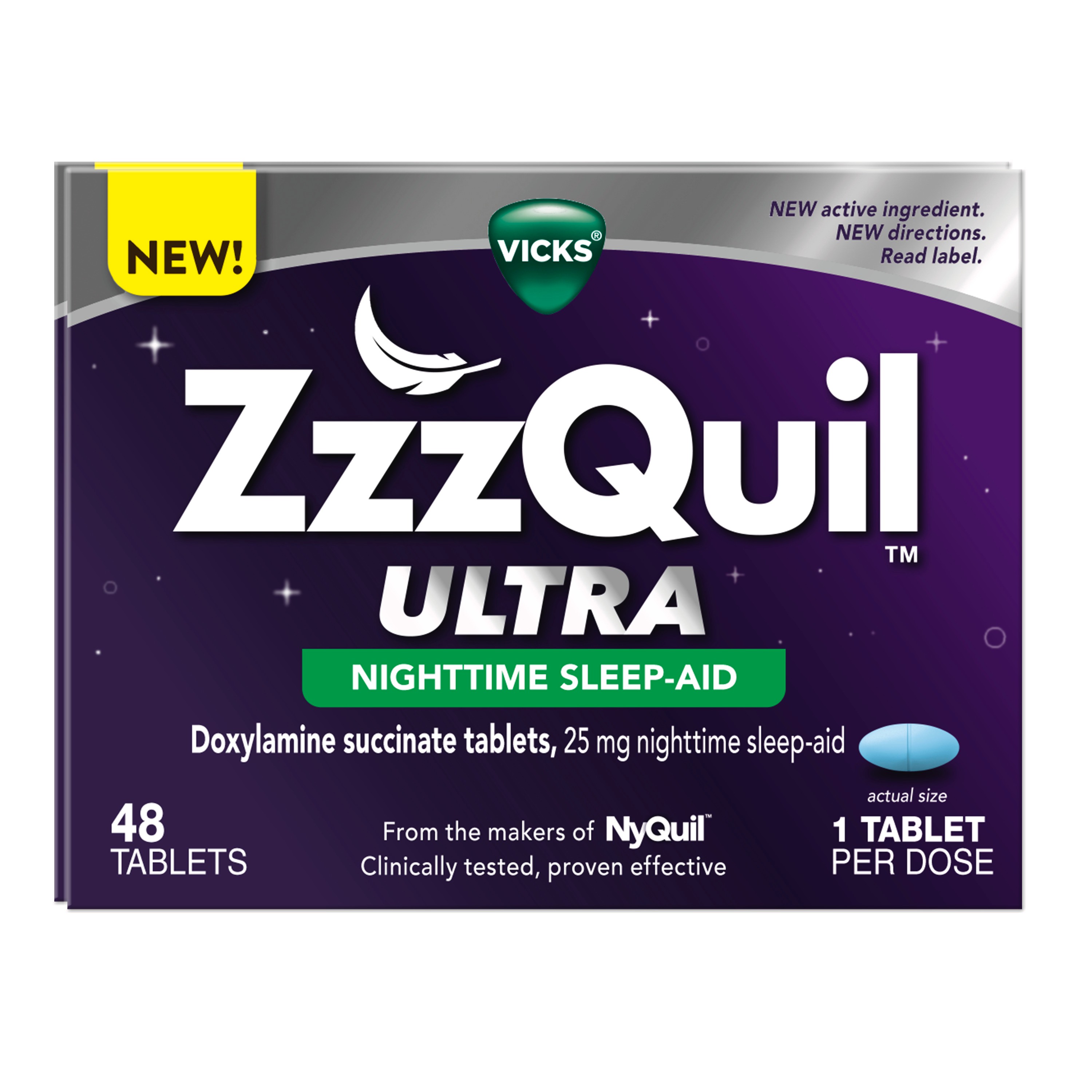 วิตามินเสริมการนอนหลับสูตรเข้มข้น Vicks ZzzQuil Ultra Nighttime Sleep-Aid (48 Tablets)