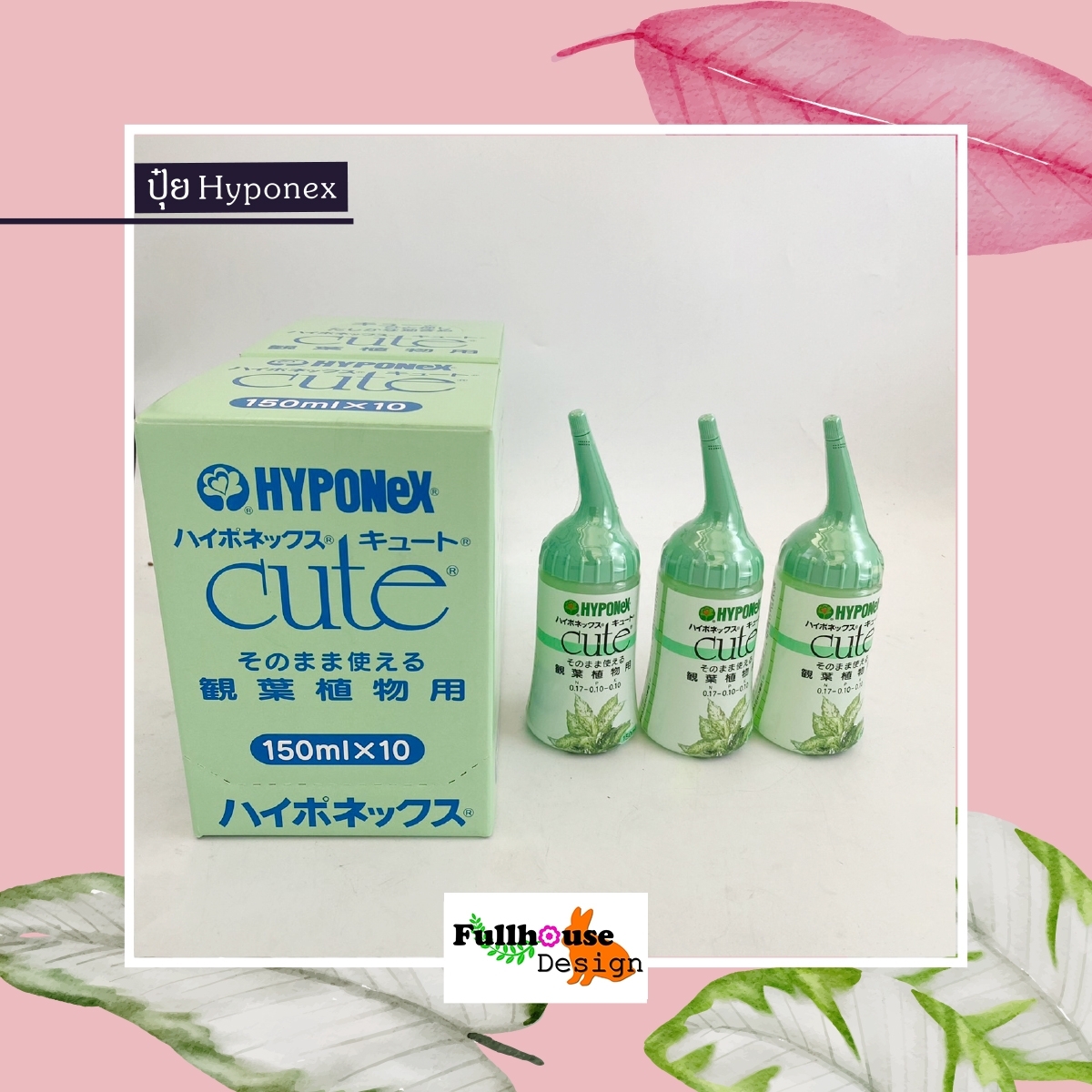 HYPONEX CUTE ปุ๋ย (ไฮโพเนกซ์) สีเขียว สำหรับ กล้วยไม้ ดอกไม้ ไม้ด่าง ให้แข็งแรง โตเร็ว สีสันสดใส ขนาด 150ml สินค้านำเข้า