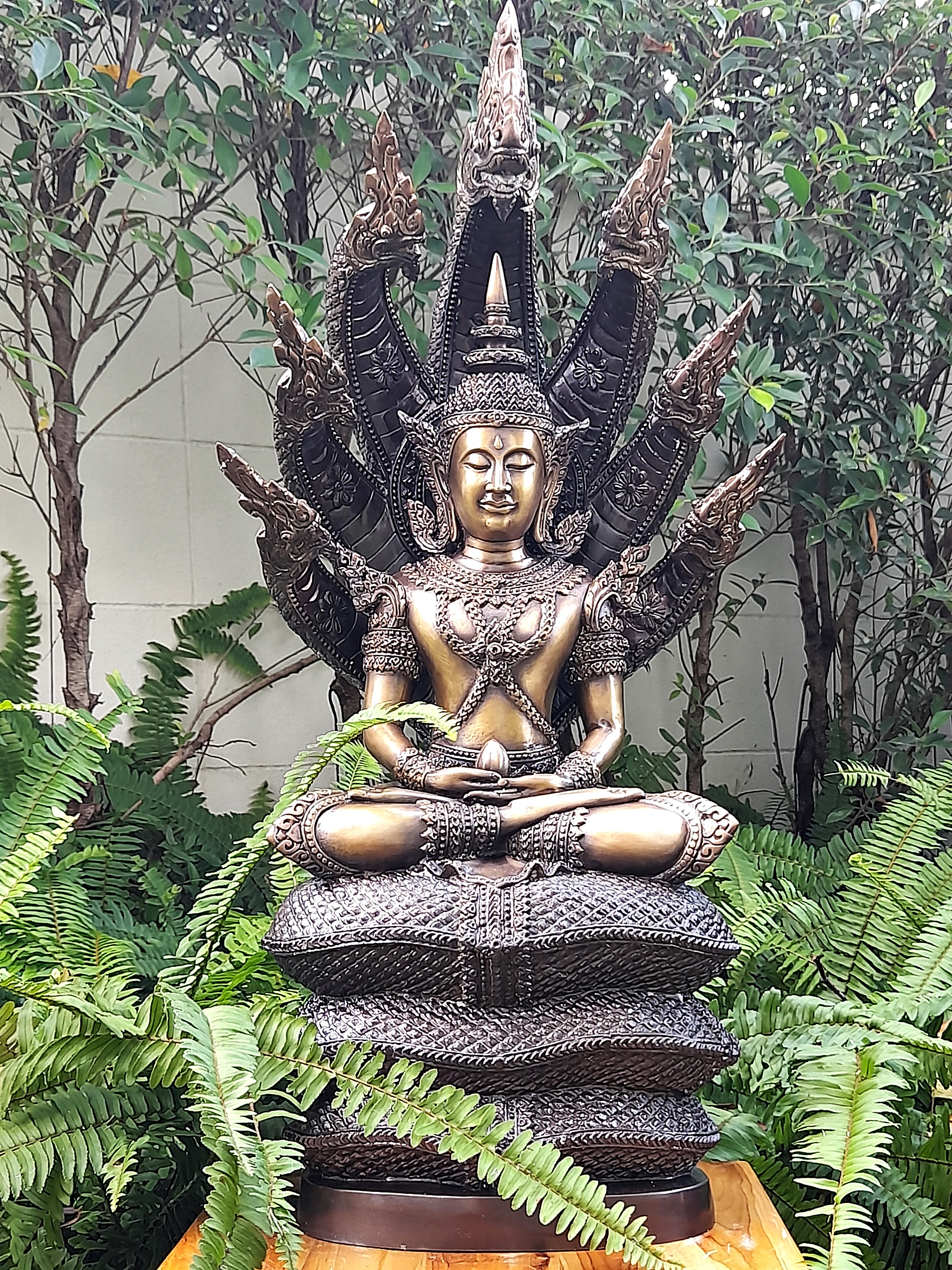 รูปหล่อ พระนาคปรก(พระไภษัชยคุรุพุทธเจ้า) ฐาน3ชั้น ปาง สมาธิทรงเครื่อง พระจักรพรรดิ พญานาคปรก7หัว เนื้อทองเหลือง (ขนาดใหญ่ตั้งบูชา หน้าตัก9นิ้ว สูง26นิ้ว) ปี2564 #รับประกันแท้ (จัดสร้างน้อยเพียง60องค์)