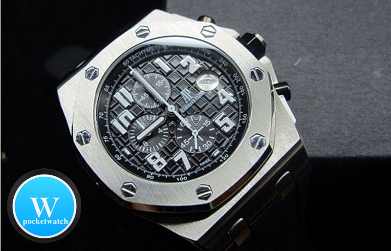 นาฬิกา Audemars Piguet Royal Oak Offshore Chrono เกรด Mirror สีเงิน กรอบสีดำ หน้าปัดสีดำ ดีไซร์สปอตสวยสุดๆ